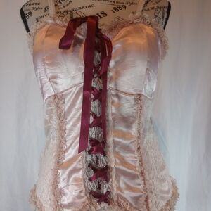 Leg Avenue Women's Pink Lace Corset Chemise M/L NWOT